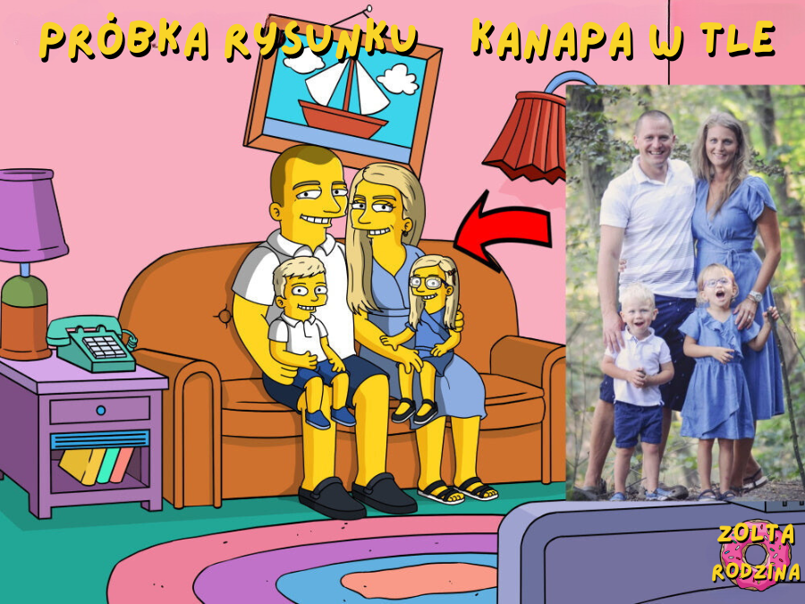 Niestandardowy portret jak Simpsonowie na podstawie zdjęcia