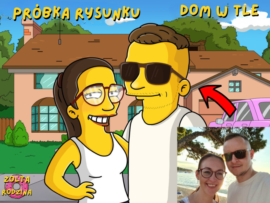 Niestandardowy portret jak Simpsonowie na podstawie zdjęcia