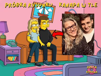 Niestandardowy portret jak Simpsonowie na podstawie zdjęcia